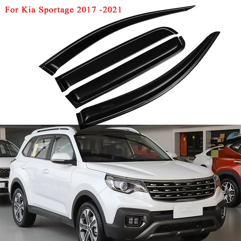 4 Pcs Black Car Side Window Visor Deflector For Kia Sportage R 2017