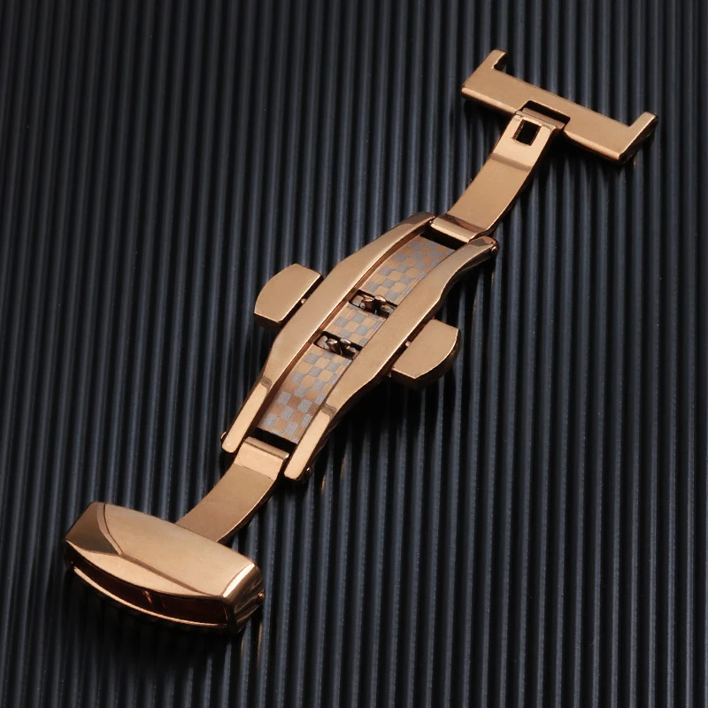 Elegant Fish Scale Pattern Stainless Steel Watch Strap Clasp with Butterfly Buckle Design