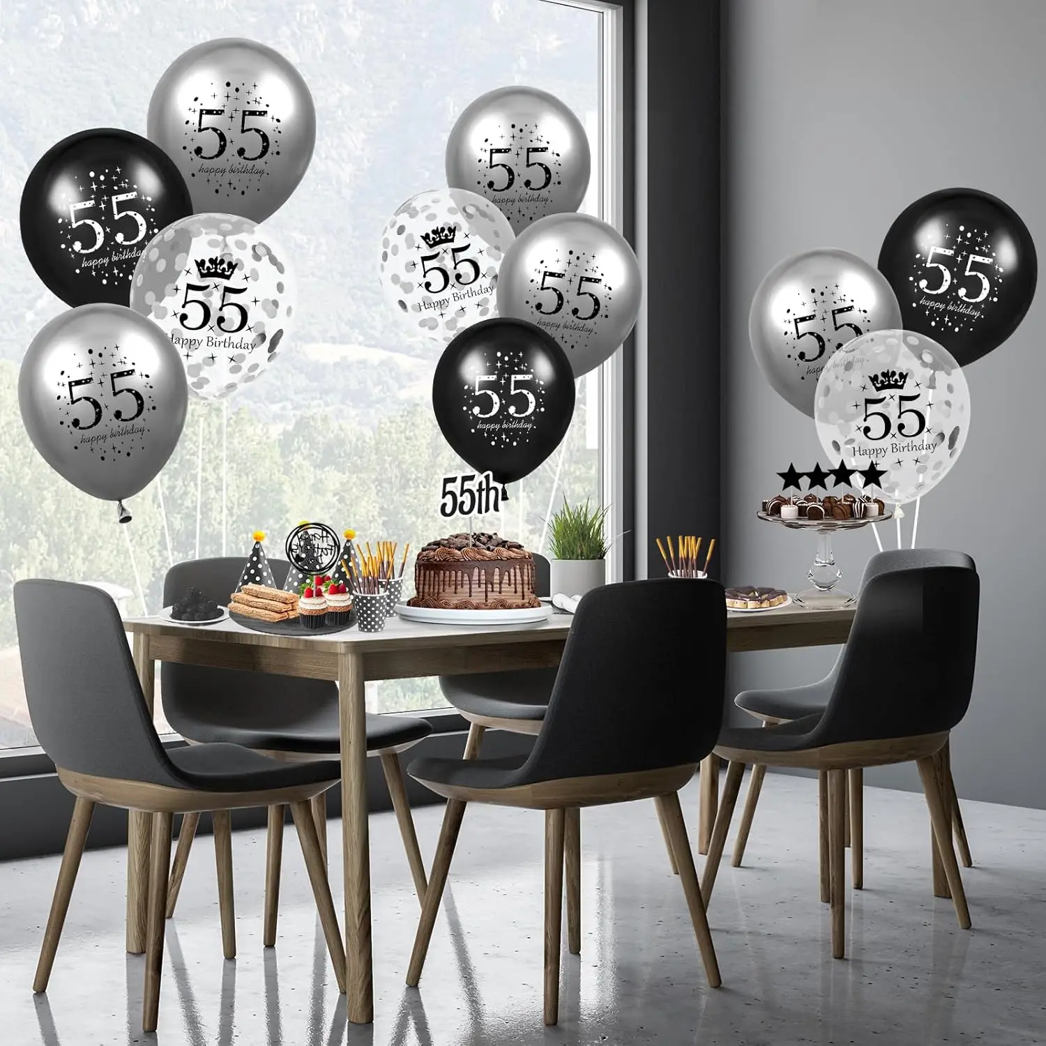 Palloncini Decorativi Nero E Oro 55 Pezzi Con Coriandoli, Per Compleanno, Matrimonio E Festa, Set Con 30 Neri, 10 Oro, 15 Con Coriandoli - 4