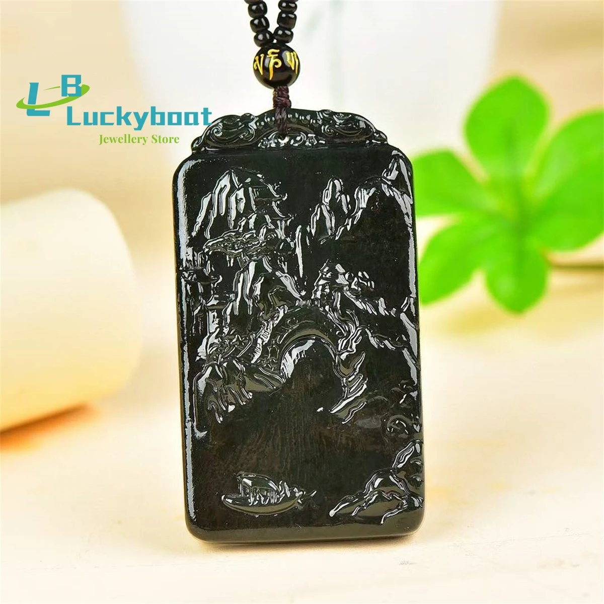 

Natural Hotan Jade Landscape Pendant Simple and Generous Personality Fashion Versatile Exquisite Men and Women