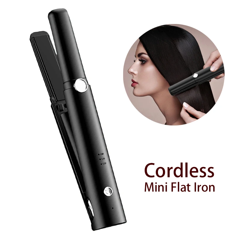 Hair Straightener Cordless USB Charging Flat Iron Mini Hair Curler