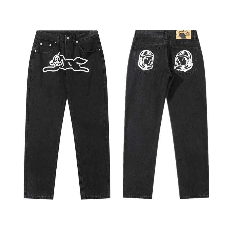 2024 Cyber Y2K Fashion Flying Dog Printed Baggy New Jeans Pants For Men Designer Clothes Luxury Kanye Straight Cowboy Trousers 2