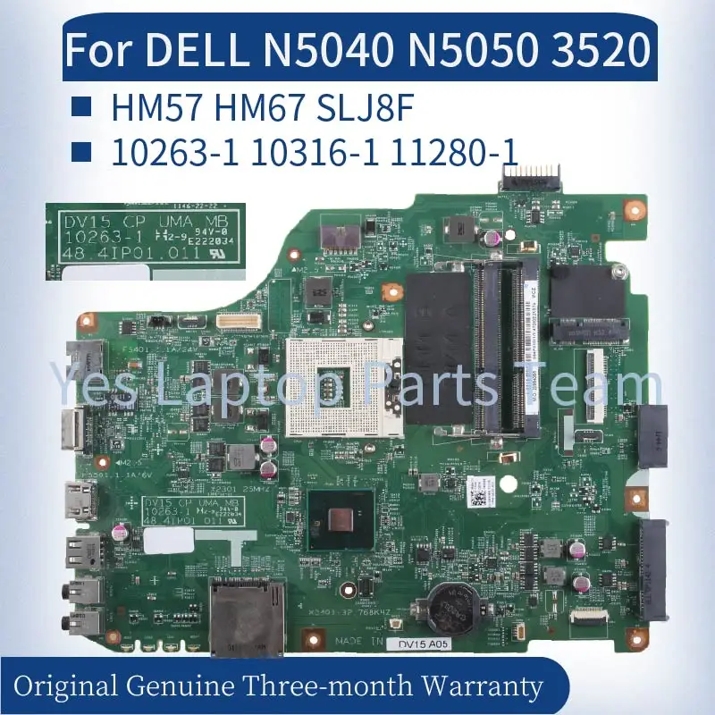 para Dell N5040 V1540 N5050 V1550 2520 3520 Laptop Mainboard 0x6p88 0fp8fn 0w8n9d 102631 10316-1 11280-1 Motherboard Notebook