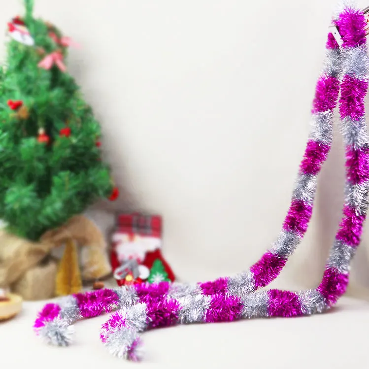 thumbnail image 1 of Guirnalda de oropel dorado y plateado de 2,3 m y 5 cm para decoraciones de árboles de Navidad, suministros para fiestas de cumpleaños, bodas, fiestas navideñas, decoración del hogar, 1 of 5