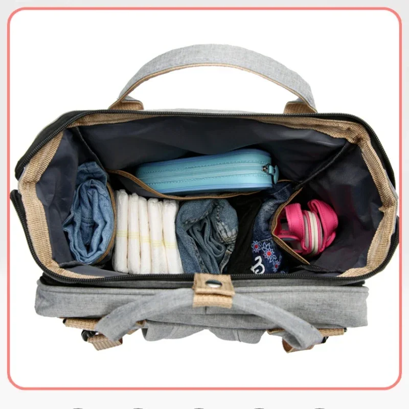 Folding Mommy Bag Multipurpose Portable Folding Crib Bed Large-capacity Baby Backpack Female Mommy Outting Bag Diaper Bags diaper bag maternity bag diaper backpack