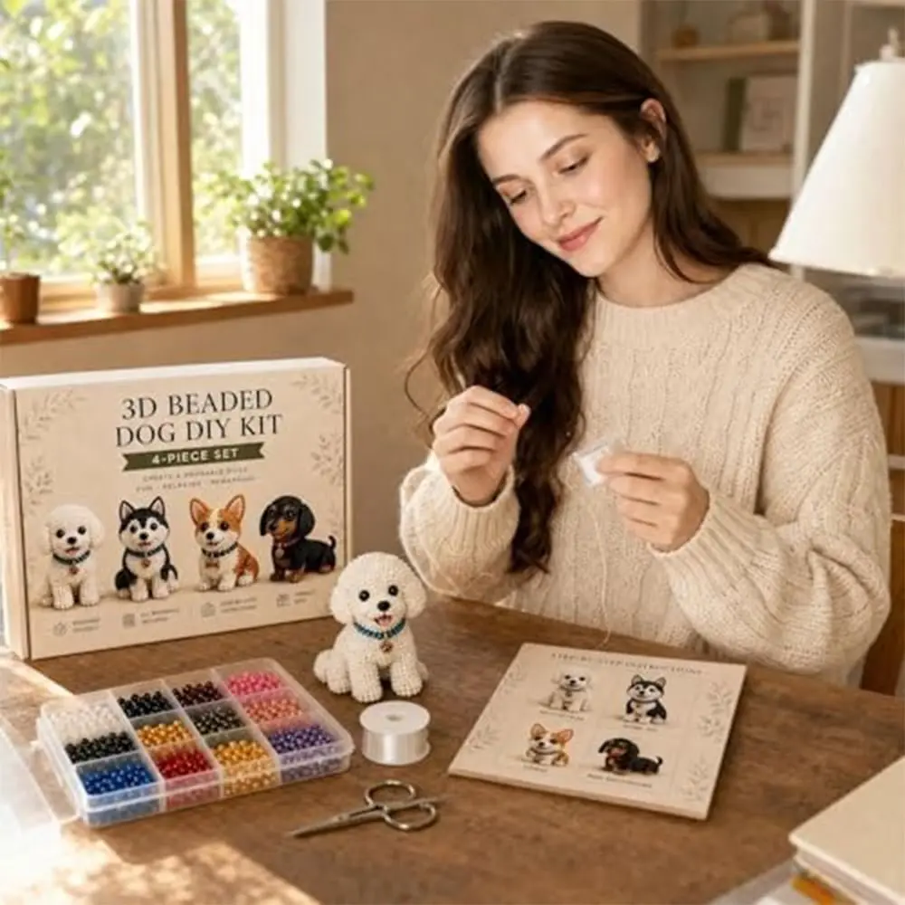 Kit Fai-da-Te per Ricamo con Perline a Forma di Animali, Set Artistico Educativo Colorato 3D per Creare Portachiavi con Animali