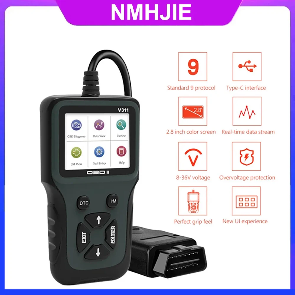 Автомобильный сканер V311 OBD2, профессиональный диагностический инструмент для двигателя и автомобильной системы