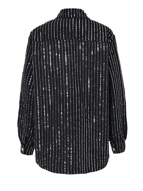 Sequins striped shirt with long sleeves