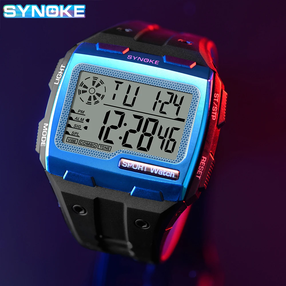 Reloj Digital SYNOKE para hombre con números grandes, fácil de