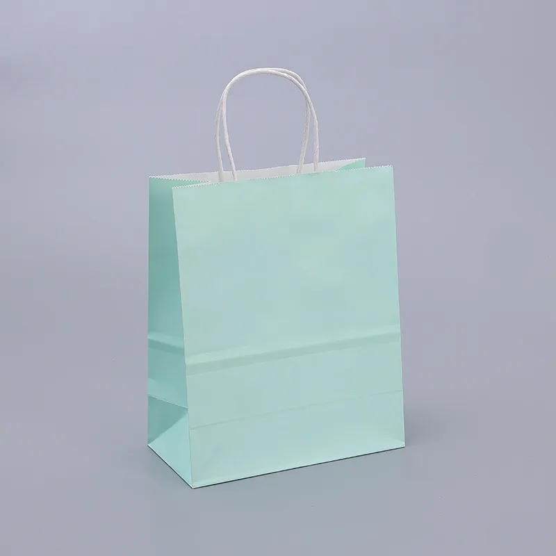 thumbnail image 1 of Bolsas de regalo de papel Kraft con asas, 10/20/30/50 unidades, para compras, manualidades, color marrón y blanco, para fiestas, suministros navideños, 1 of 5