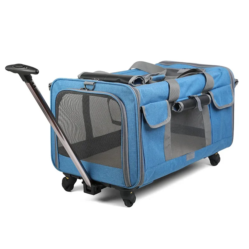 Pet Trolley Case Detachable Universal Wheel Breathable Foldable Large-capacity Dog Bag Cat Carrier