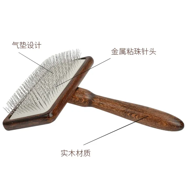 Dog Comb Retro Wood Dog Brush Pet Hair Remover Massage Cat Brush Pet Grooming Stainless Steel Combs for Cats Hair Knot Opening 4