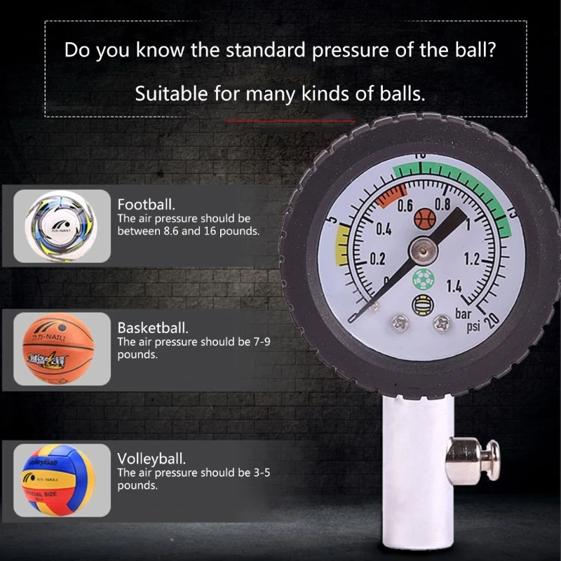 Manomètre de pression pour ballon de Football, montre à Air, baromètres  portables avec Valve de libération d'air, outils gonflables - AliExpress