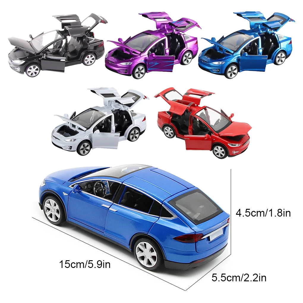 1:32 Tesla Model X SUV Toy Car Model Diecast Alloy Metal Miniature Sound & Light Pull Back High Simulation Metal Model Car 2