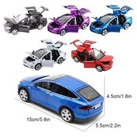 1:32 Tesla Model X SUV Toy Car Model Diecast Alloy Metal Miniature Sound & Light Pull Back High Simulation Metal Model Car 2
