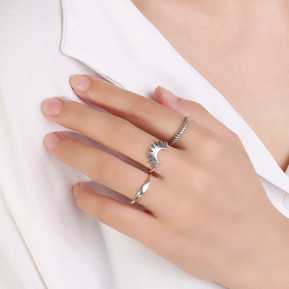 925 Sterling Silver Irregular Ring Female Simple Retro Style Handmade Jewelry for Women Men Birthday Gifts