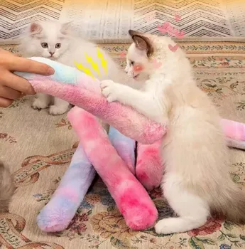 Gradient Plush Cat Pillow & Chew Stick Toy 1