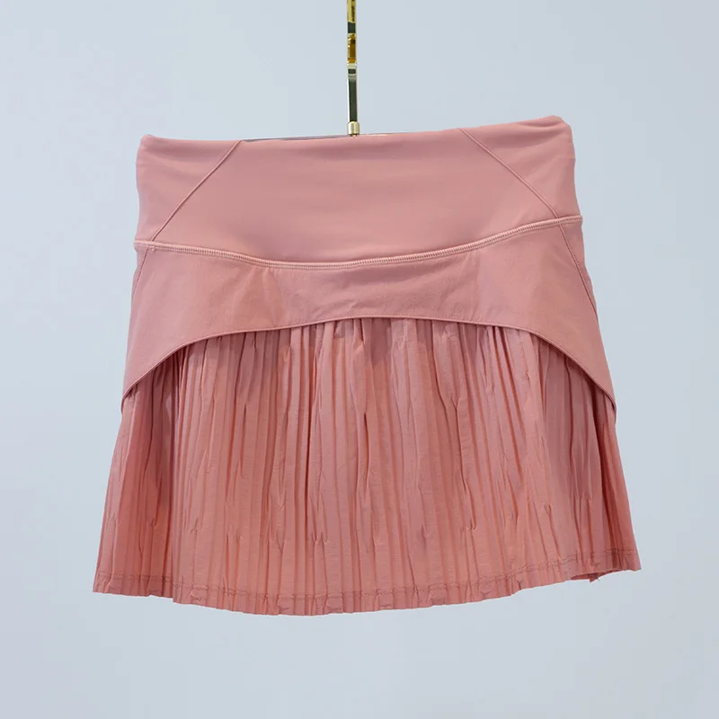 Yoga Clothes Women's Tennis Badminton Volleyball Slim Sports Skirt Pleated Skirt Fake Two-piece High Waist High Elastic