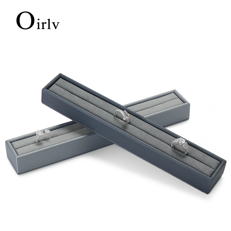 Oirlv 럭셔리 블루 가죽 쥬얼리 반지 디스플레이 홀더 랙 디스플레이 스탠드 트레이 링 주최자 링 디스플레이 보관함