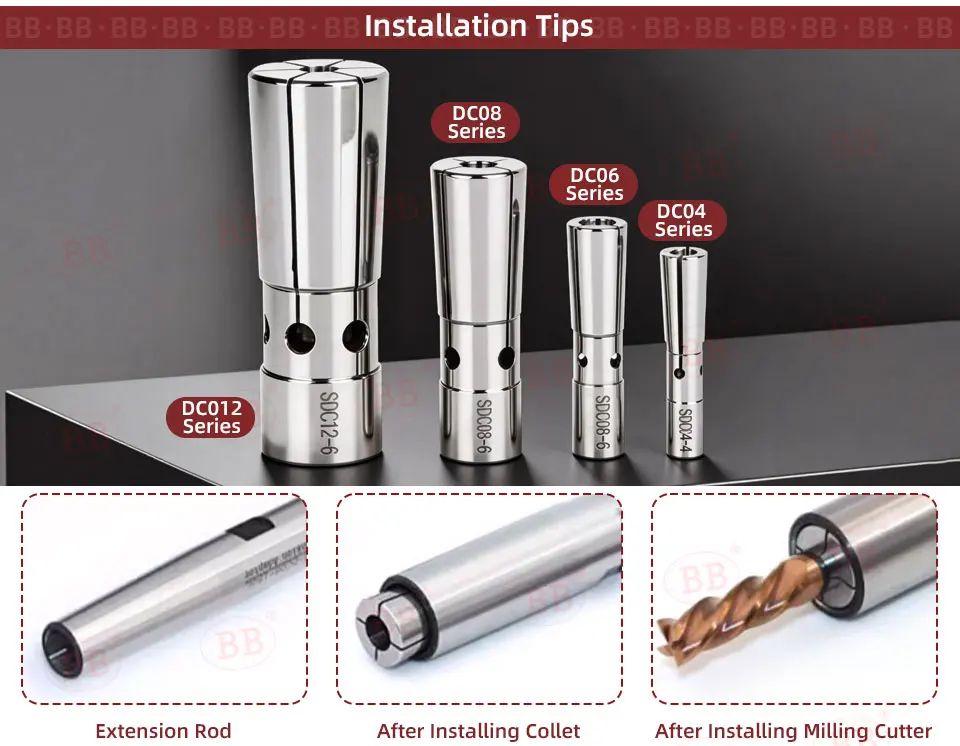 BB DC Spannzangenfutter SDC ST Präzisionswerkzeug Rückzugshalter Verlängerung DC4 DC6 DC8 DC12 Durchmesser Tieffräsen – Detail 12