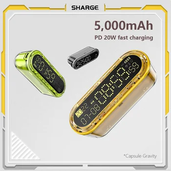 SHARGE 20W Display Power Bank Type C PD Fast Charging 5000mAh Mini External Battery Charger for iphone 15 Macbook Laptop Tablet