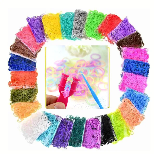 600pc DIY Toys Rubber Loom Bands Set Kid DIY Bracelet Silicone Rubber Bands Elastic Rainbow Weave Loom Bands Toy for Kids Goods 4
