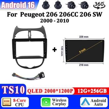 Sistemi Intelligenti per Auto Radio per Peugeot 206 206CC 206 SW 2000 - 2008 2010 Lettore Multimediale GPS Wireless CarPlay Android Auto