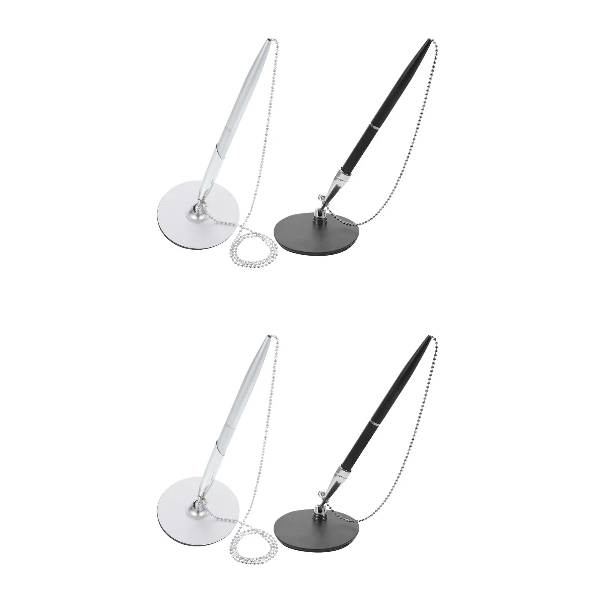 

4 Pcs Signing Pen Business Multi-function Ballpoint Pens with Chain Table Standing Black Counter Design