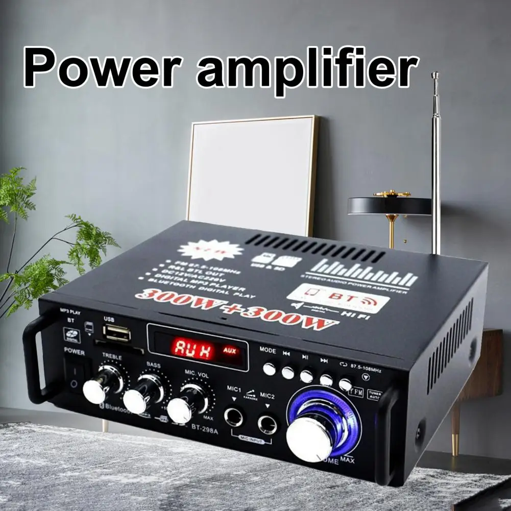 

Профессиональный Hi-Fi-усилитель звука, 12 В/220 В, 600 Вт, Bluetooth 5,0, практичный для автомобиля