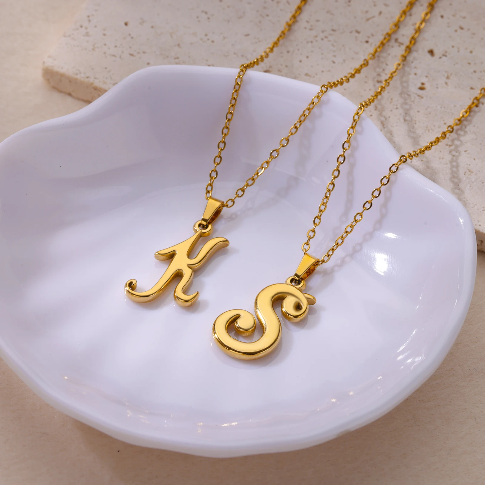 Dainty Initials Necklace for Women Gold Color Stainless Steel Pendant Letter Choker Necklace Jewelry Gifts free shipping