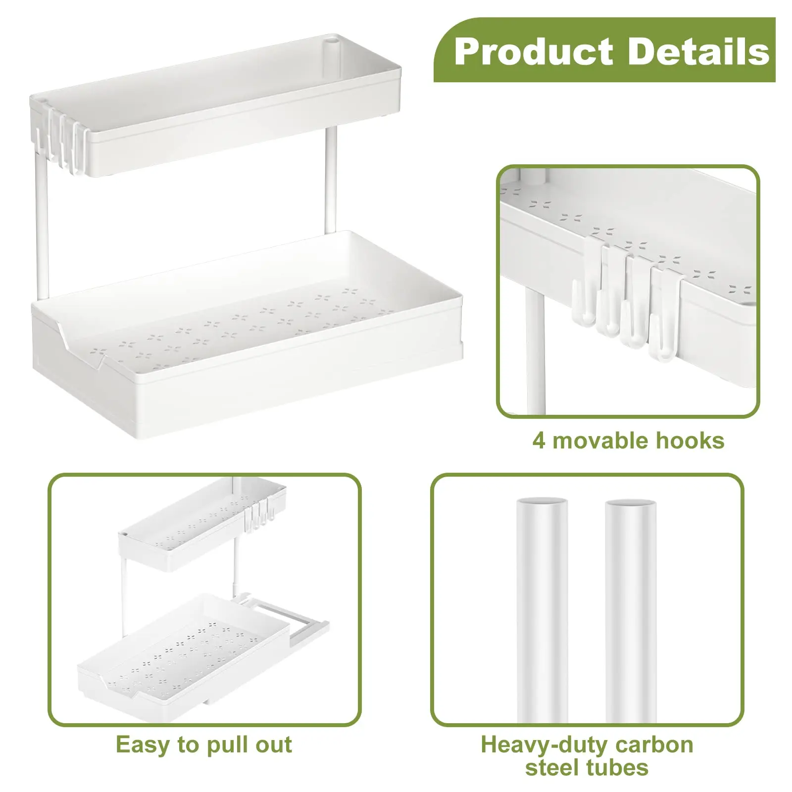 Under Sink Organizers and Storage, L-Shape Kitchen Bathroom Organization, 2-Tier Sliding Storage Under Sink Cabinet Organizer 6
