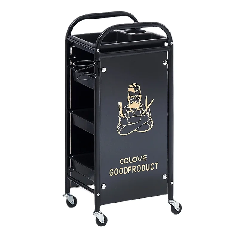 Stylist's Ally Multilayer Hairdresser Cart Wheeled Largecapacity Beauty Cart Retro Salon Trolley for Barbershop Tools