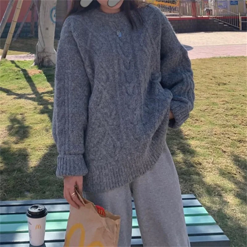 

Sweaters New High class Autumn and Winter Relaxed Lazy Wind Fried Dough Twists Pullover Knitted Top Tide