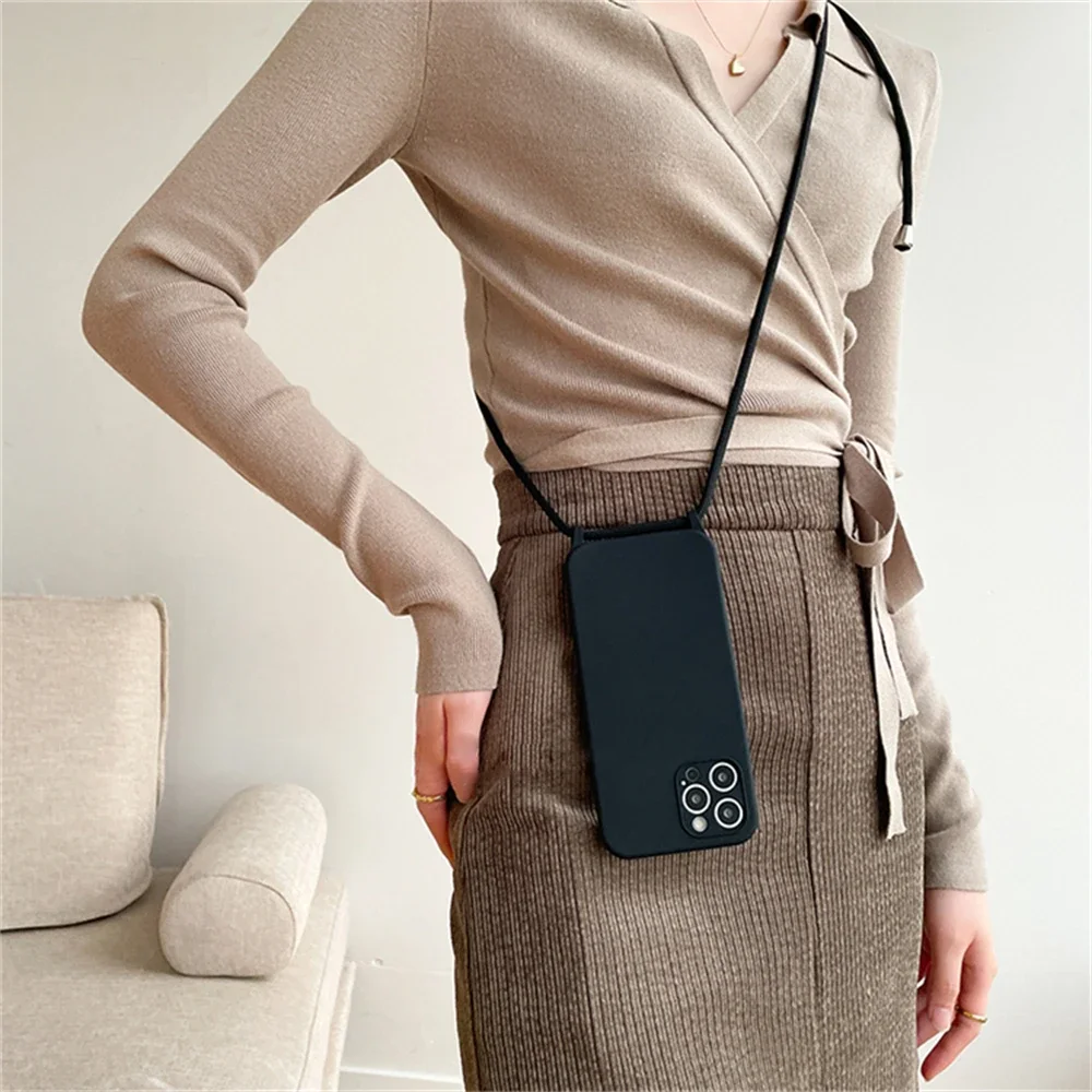 Versatile Crossbody Necklace Lanyard with Soft Silicone Case - Candy Color Cover