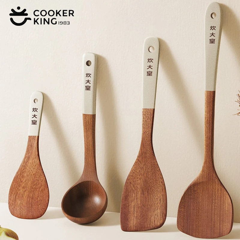 COOKER KinG Ebony Wood Cooking Tools Set Crack Prevention Spatula Soup/Rice Spoon Frying Spatula Kitchen Tools Gift To Family