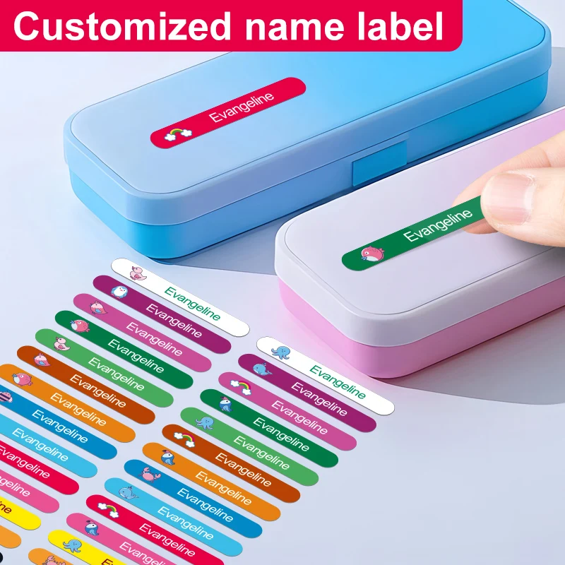 Personalized Eco-Friendly Name Stickers Waterproof Custom Animal Designs - Kids School Bags & Stationery Labels