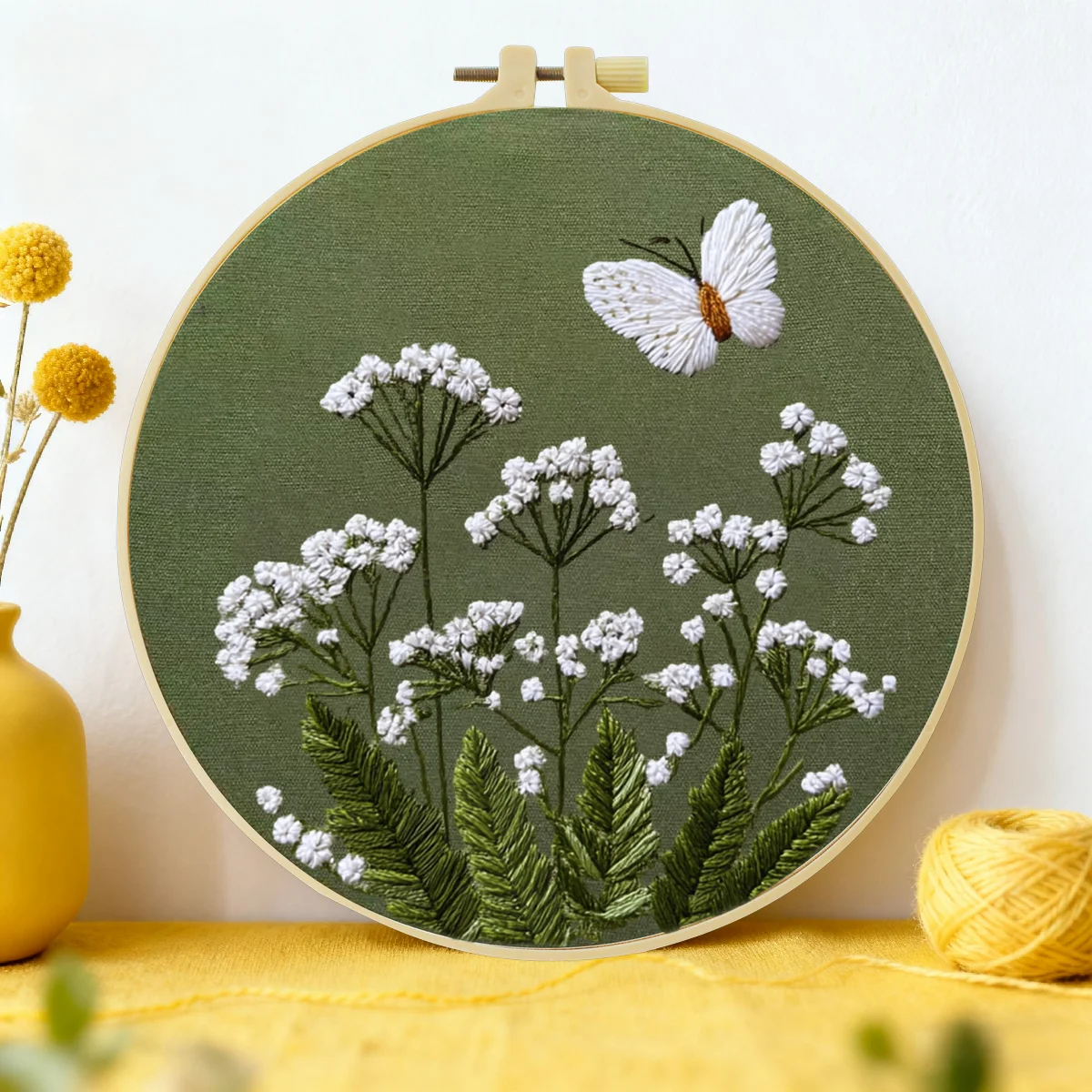 1 Stück 20X20CM/15X15CM 7,87/6,3 Zoll Blumen-Stickerei-Starter-Kit DIY-Kit DIY-Stickerei-Set Handarbeiten Malerei Heimdekoration