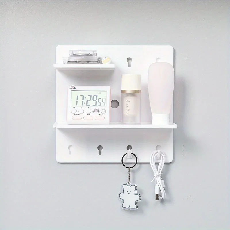 Versatile Wall-Mounted Peg Board with Shelf and Hooks