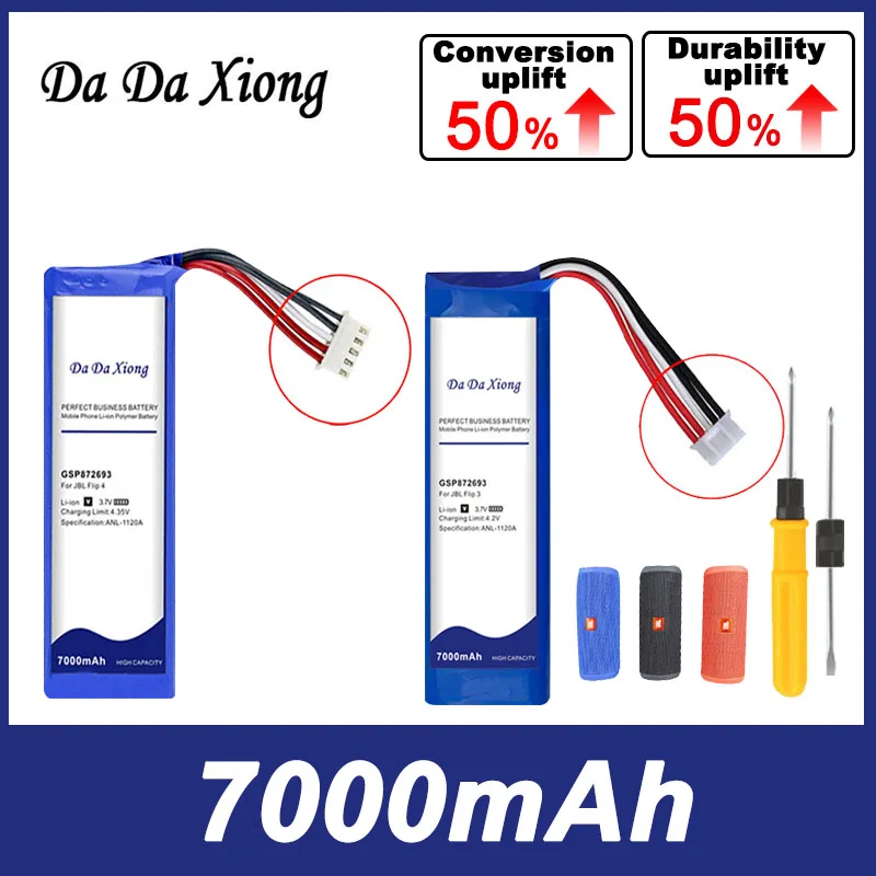 7000Mah Per Jbl Flip 4 Flip4 3 Flip3 Special Edition Grey Gsp872693 Batteria Per Altoparlanti Wireless Bluetooth