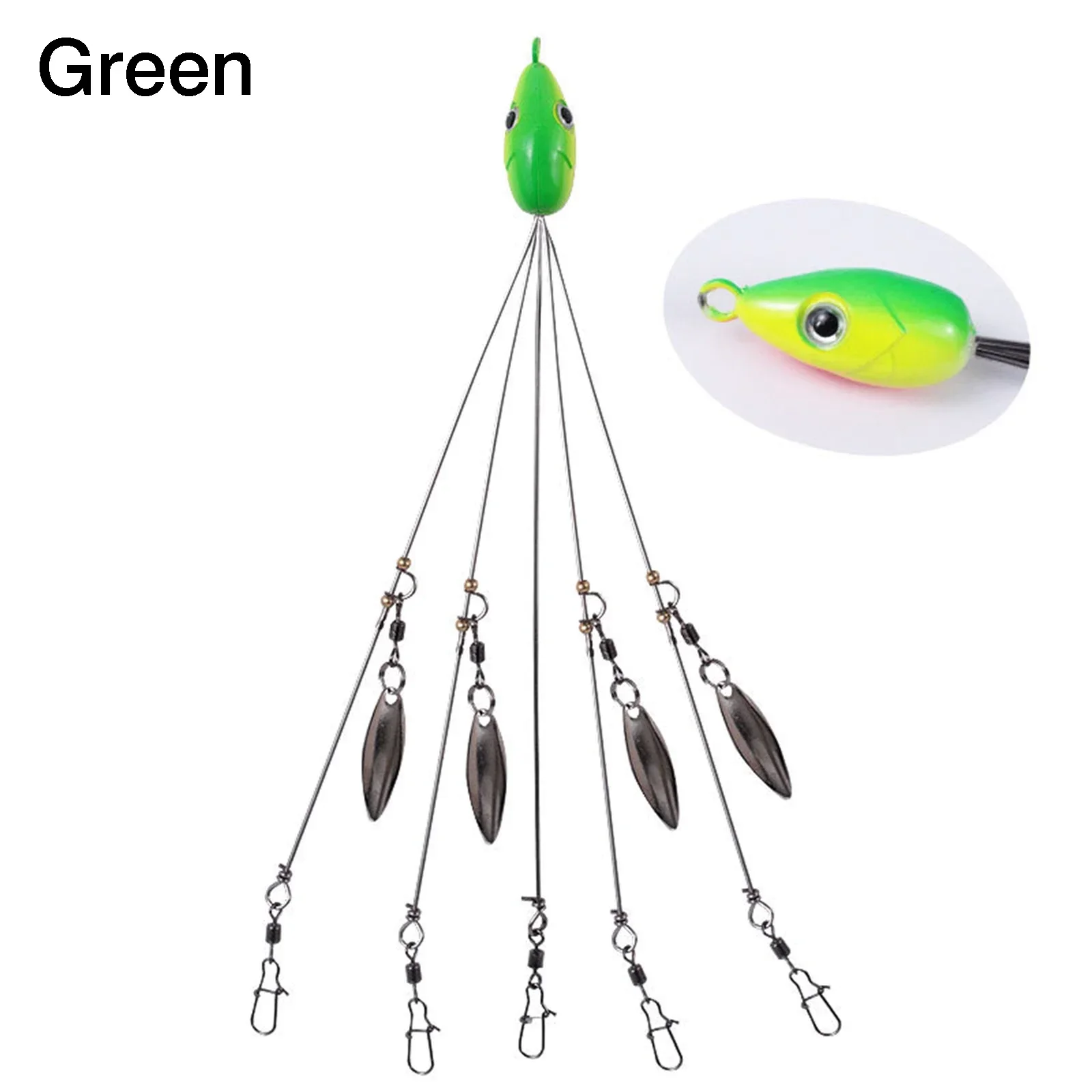 1pcs 5 Arms Alabama Umbrella Rig Fishing Lure Bait Rigs Ultralight Tripod  Willow Blade Multi-Lure Rig Bass Lures Bait Kit