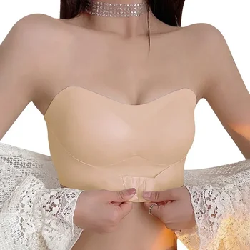 Invisible strapless bra for women wireless push up non slip wedding brassiere big breasts underwear sexy lingerie S-XL plus size 1