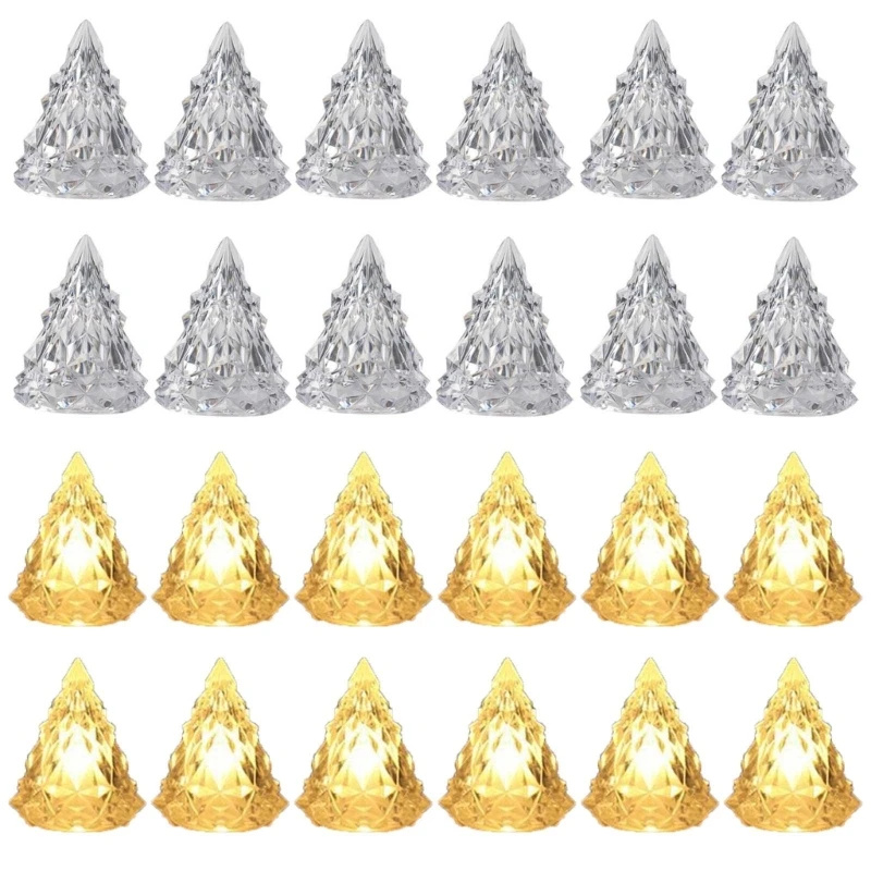 

хрустальные мини-гирлянды для рождественской елки, 24 шт./кор., беспламенные светодиодные фонари для настольных вечеринок,
