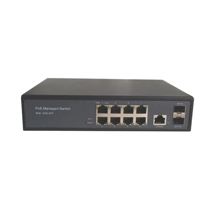 

Unmanaged/Managed PoE Switch:8-Port Gigabit + 2-Port 1000M SFP Auto-sensing IEEE 802.3af/at PoE/PoE+ and 24V passive PoE