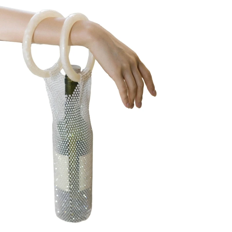 Elegante Borsa Portabottiglie Con Manico In Resina E Strass - Termica E Versatile Per Vino, Uso Quotidiano E Picnic
