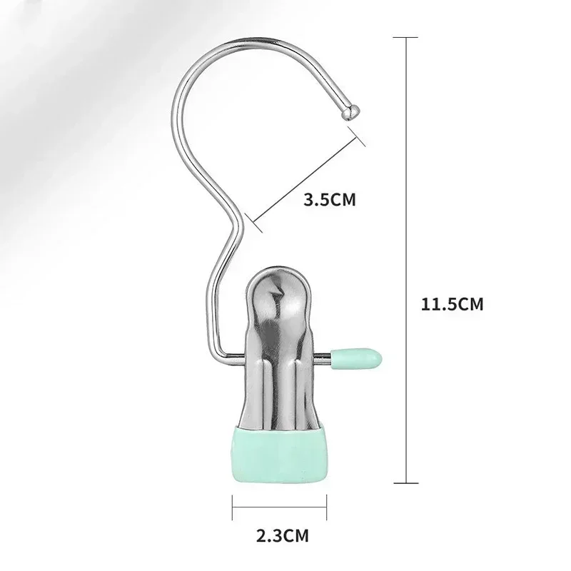 Stainless Steel Clothespins Laundry Clothes Peg With Hook Portable Hanging Clothes Clip Wardrobe Organizer Hanger 10/1pc
