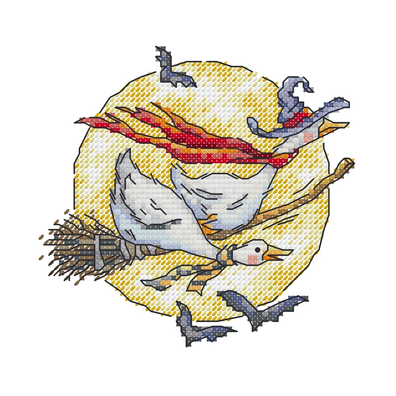 Cross stitch kit Joy Sunday Geese Couple 14CT Printed Cross Stitch Embroidery Kit Print Fabric Craft