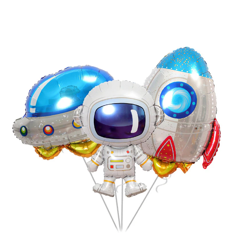 1Pc Astronaut Party Balloons Large Silver Outer Space Rocket Astronave Galaxy Theme Foil Balloons For Birthday Party Kids Deco