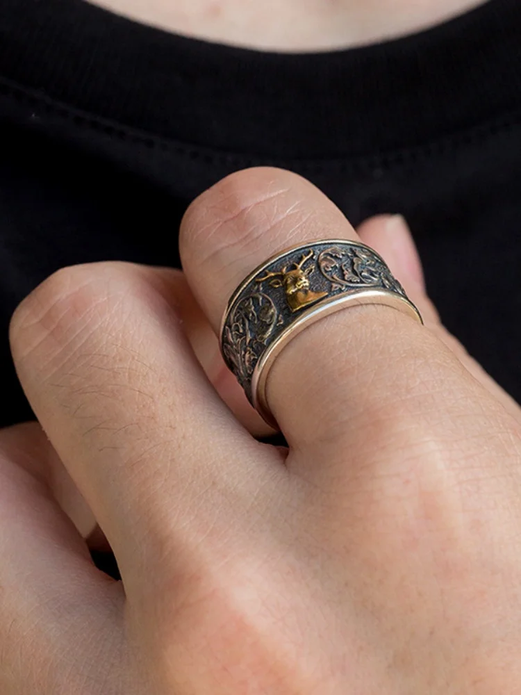 Buyee Paarring aus 925er-Sterlingsilber, eleganter offener Poker-Ring für Damen und Herren, modisch, einzigartiger feiner Schmuck, Kreis – Detail 6