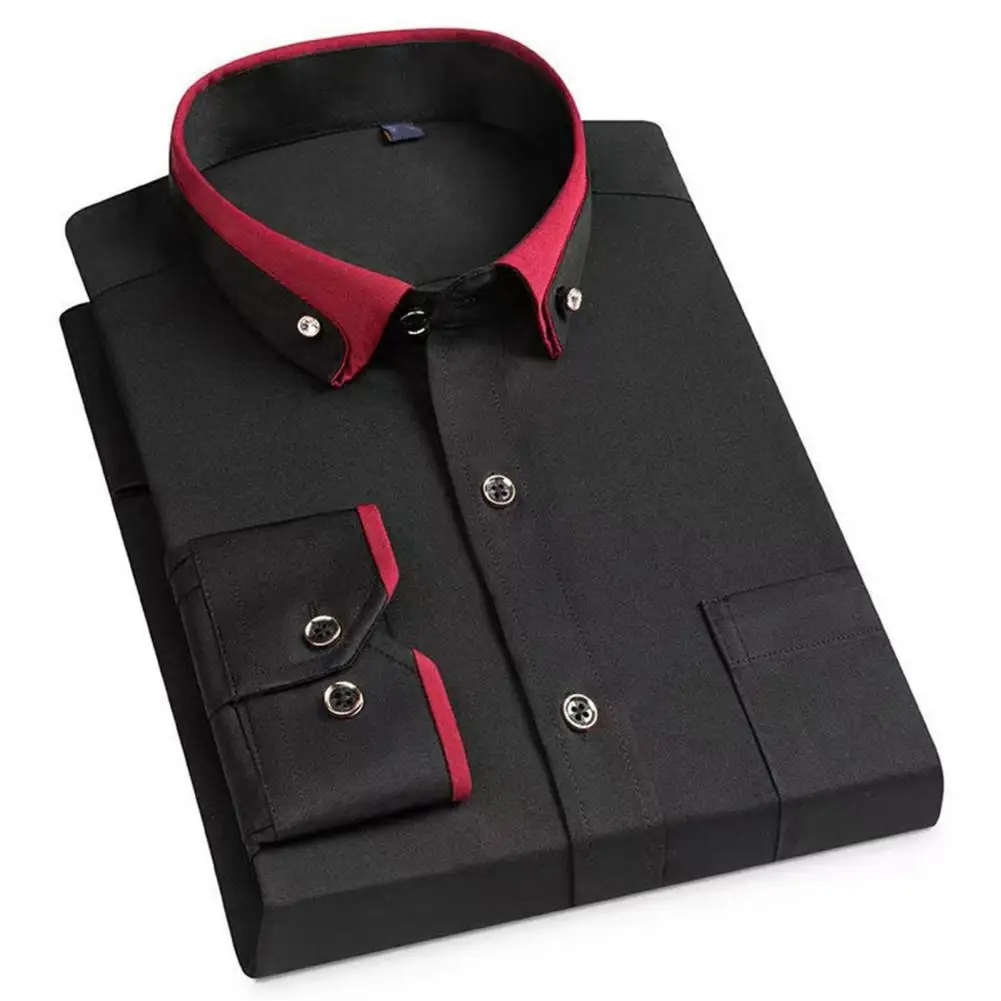8XLMenSpringAutumnBusinessDressShirtMaleSlimFitCasualLong