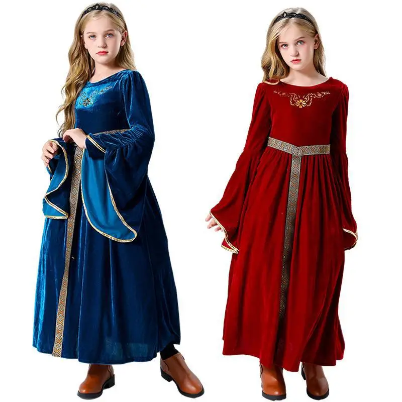 Medieval-Princess-Girl-Costume-Halloween-Retro-European-Medieval-Dress ...